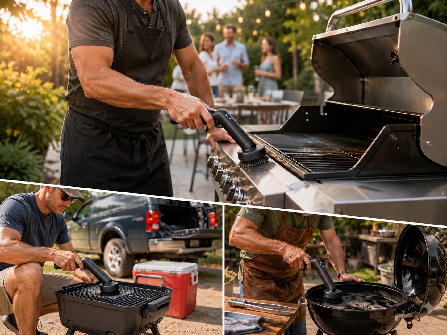 People enjoying a clean grill and backyard BBQ